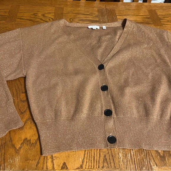 A.L.C. Peters II Cardigan in Metallic Brown Sz XS Relaxed Fit Dolman Sleeve - Picture 5 of 14